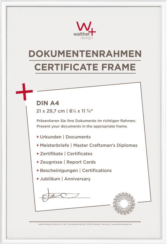 walther design A4 Bilderrahmen KV130W 22,2 (B) x 1,4 (T) x 31 (H) cm KV130W