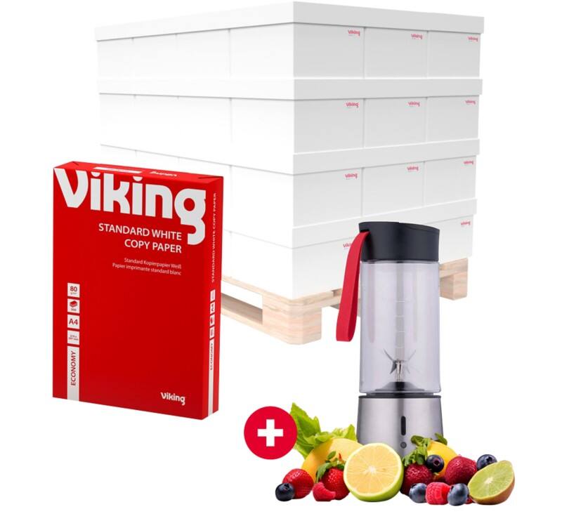 Viking Economy A4 Druckerpapier Glatt Weiss 240 Pack à 500 Blatt + ALPINA Smoothie Mixer Schwarz, Silber