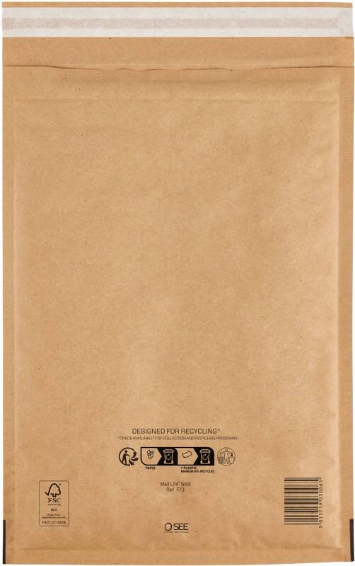 Enveloppes matelassées Mail Lite F/3 Doré Sans fenêtre Bande adhésive 100 unités