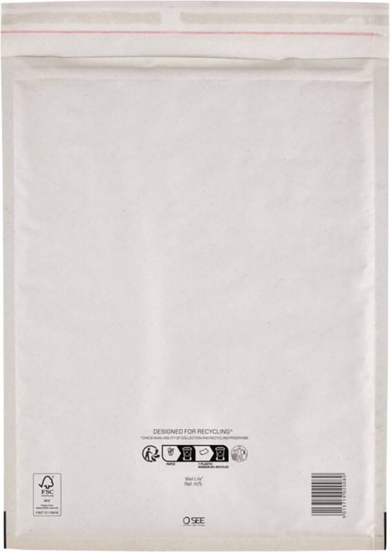 Mail Lite Luftpolster-Versandtaschen H/5 Weiß Ohne Fenster Abziehstreifen 100 Stück