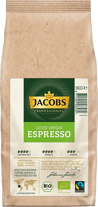 Jacobs Good Origin Kaffeebohnen Beutel Espresso 4/5 Dark Arabica 1 kg