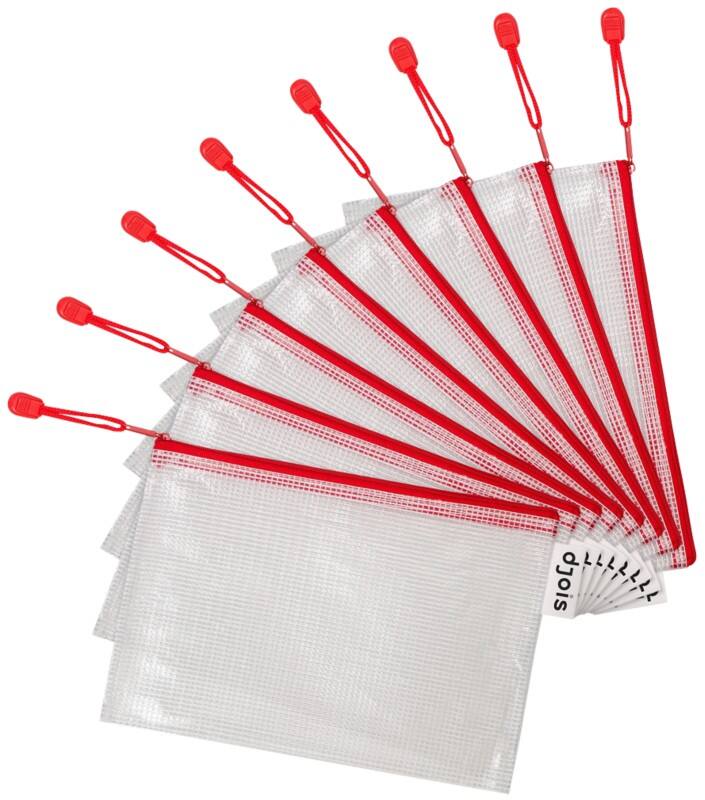 Pochettes Djois A5 Zip PVC (Polychlorure de vinyle) Paysage 19,5 (l) x 26 (p) x 2,5 (h) cm Rouge