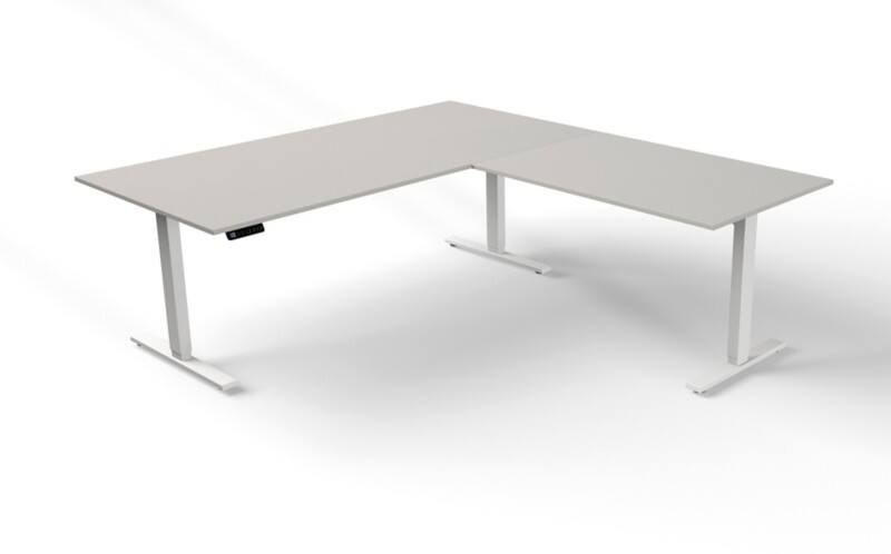 Kerkmann Move 3 Sitz-Stehschreibtisch Freiform Hellgrau T-Fuss 2.000 (B) x 1.000 (T) x 720 (H) mm Holz