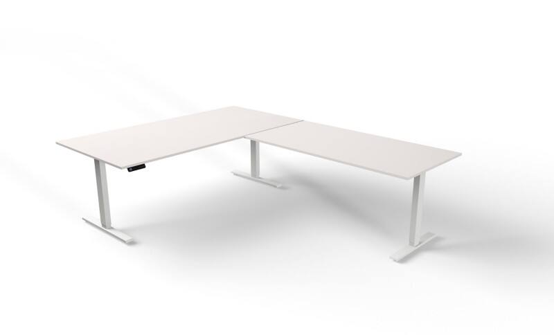 Kerkmann Move 3 Sitz-Stehschreibtisch Freiform Weiss T-Fuss 2.000 (B) x 1.000 (T) x 720 (H) mm Holz