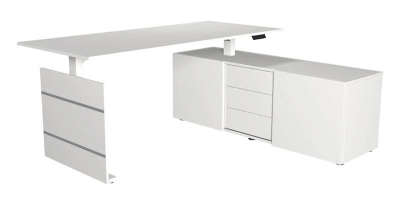 Bureau assis-debout Kerkmann Move 3 Forme libre Chêne Pied en T 3 Tiroirs 1800 (L) x 800 (P) x 1200 (H) mm Bois