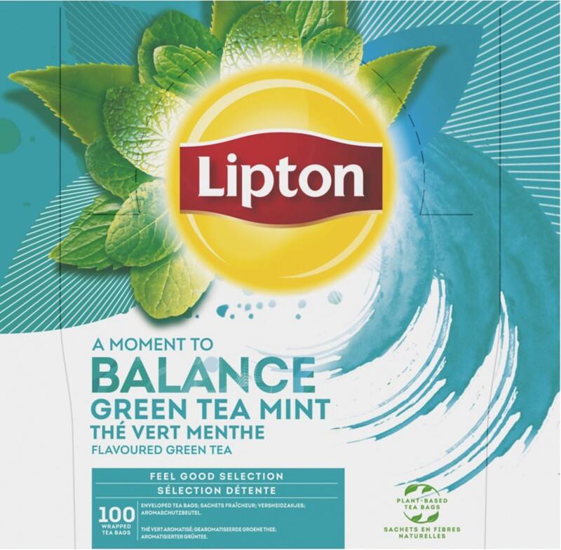 Thé vert Lipton FGS Henbal Menthe 100 unités