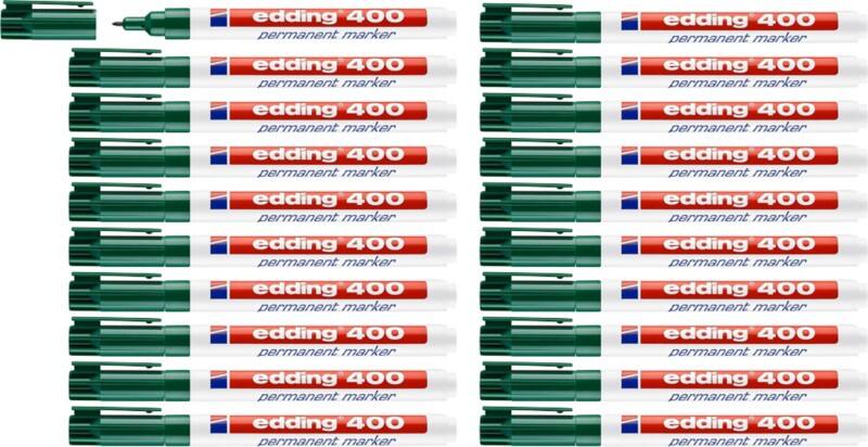 edding 400 Permanentmarker Feine Rundspitze 1 mm Grün Nachfüllbar Wasserbeständig 16 + 4 gratis