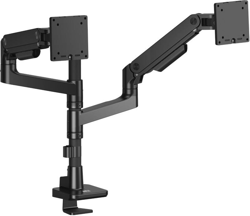 ACT Office Premium Dual Monitorarm Montage per Monitorarm Höhenverstellbar 12 cm x 72,5 cm x 100 cm Schwarz 49" Gasfeder, Säulenbefestigung, 2 Bildschirme