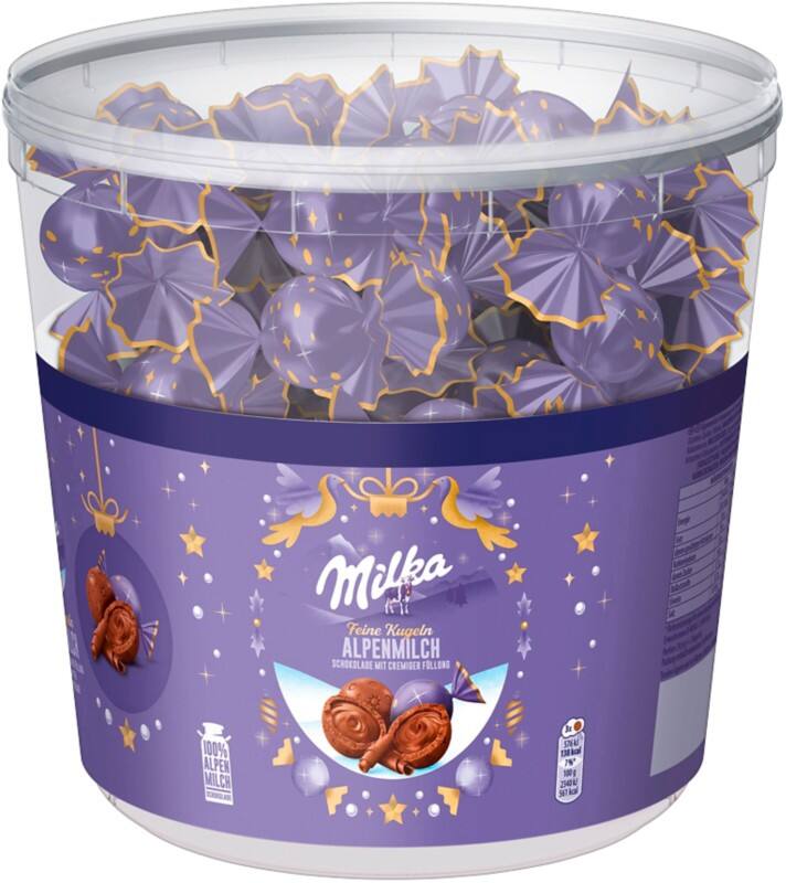 Chocolat Milka Fines boules de chocolat au lait des Alpes avec fourrage crémeux 900 g