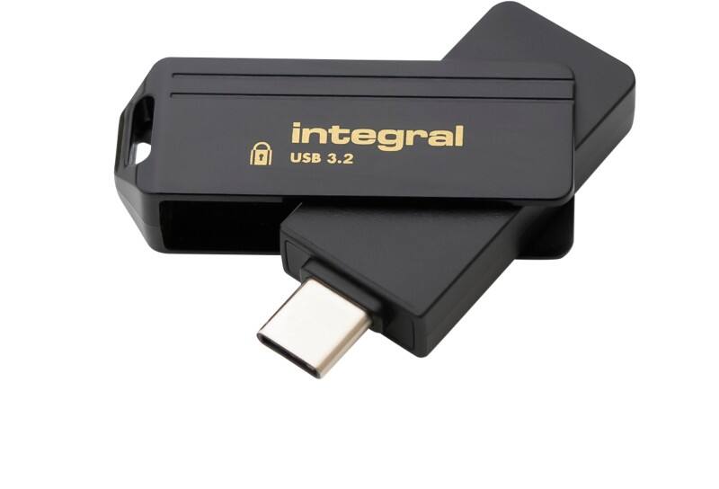 Clé USB Integral 64 Go USB Type-C Doré, noir