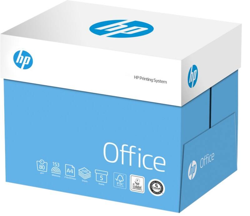 HP Office A4 Druckerpapier 80 g/m² Glatt Weiss 153 CIE 5 Pack à 500 Blatt