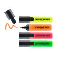 edding 345 Textmarker Farbig sortiert Breit Keilspitze 2 - 5 mm Nachfüllbar 4 Stück