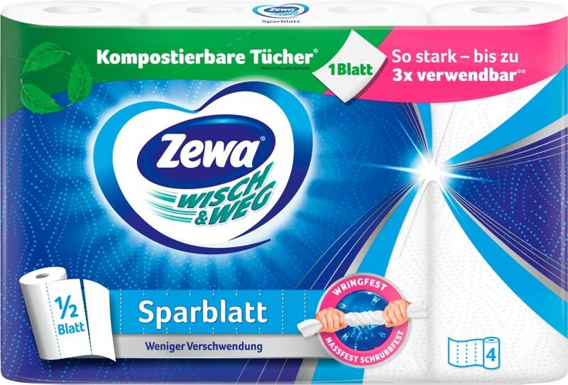 Zewa Küchenrolle Wisch & Weg Sparbuch 4 x 74 Blatt