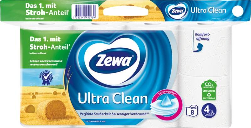 Papier toilette Zewa Ultra Clean 4 épaisseurs 8 x 135 feuilles