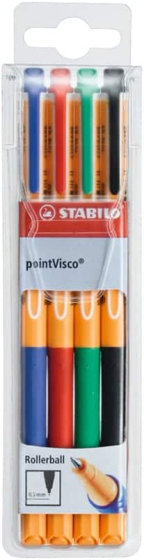 Stylo roller STABILO pointVisco 1099/4 Assortiment Moyen Rollerball 4 unités