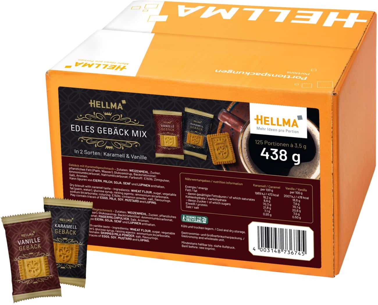 Hellma Karamell, Vanille Kekse 125 Stück