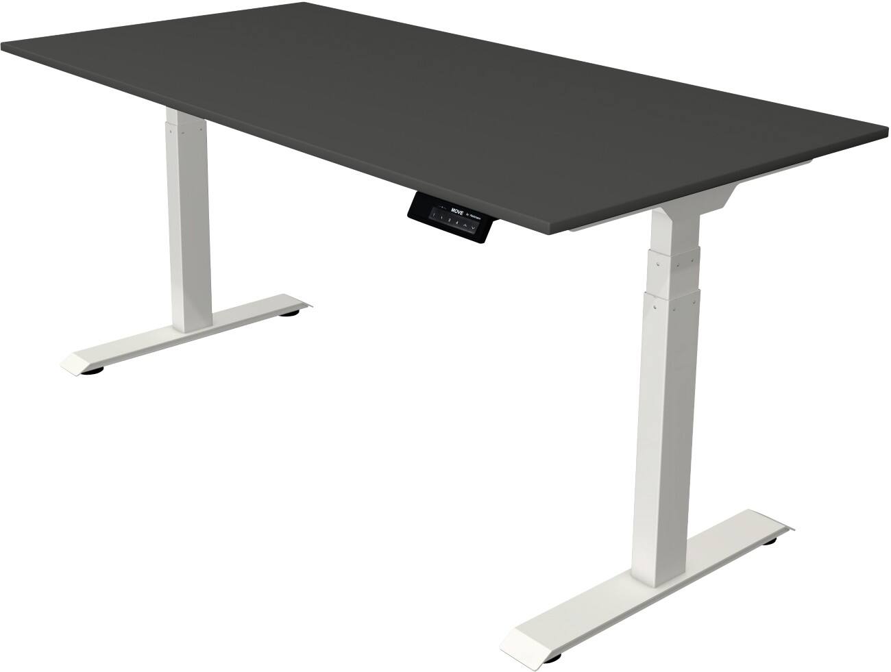 Kerkmann Elektronisch Höhenverstellbar Sitz-Stehschreibtisch Rechteckig T-Fuss 1,600 (B) x 800 (T) x 1,270 (H) mm Spanplatte Melamin Stahl