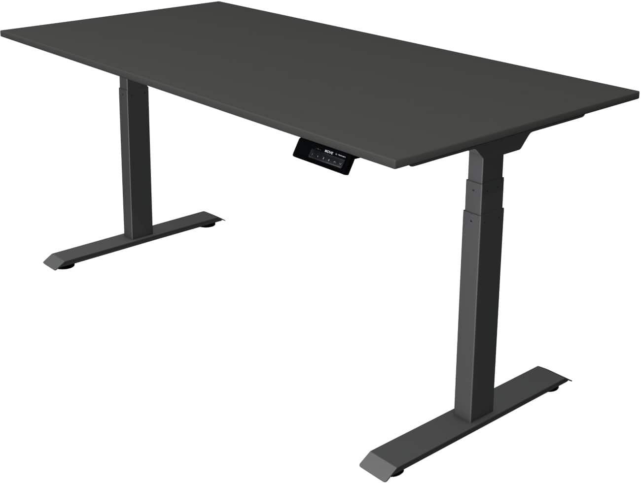 Kerkmann Elektronisch Höhenverstellbar Sitz-Stehschreibtisch Rechteckig T-Fuss 1,600 (B) x 800 (T) x 1,270 (H) mm Spanplatte Melamin Stahl