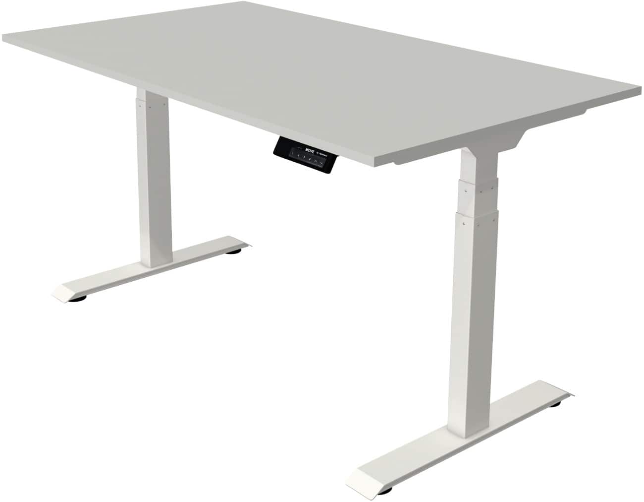 Kerkmann Elektronisch Höhenverstellbar Sitz-Stehschreibtisch Rechteckig T-Fuss 1,400 (B) x 800 (T) x 1,270 (H) mm Spanplatte Melamin Stahl
