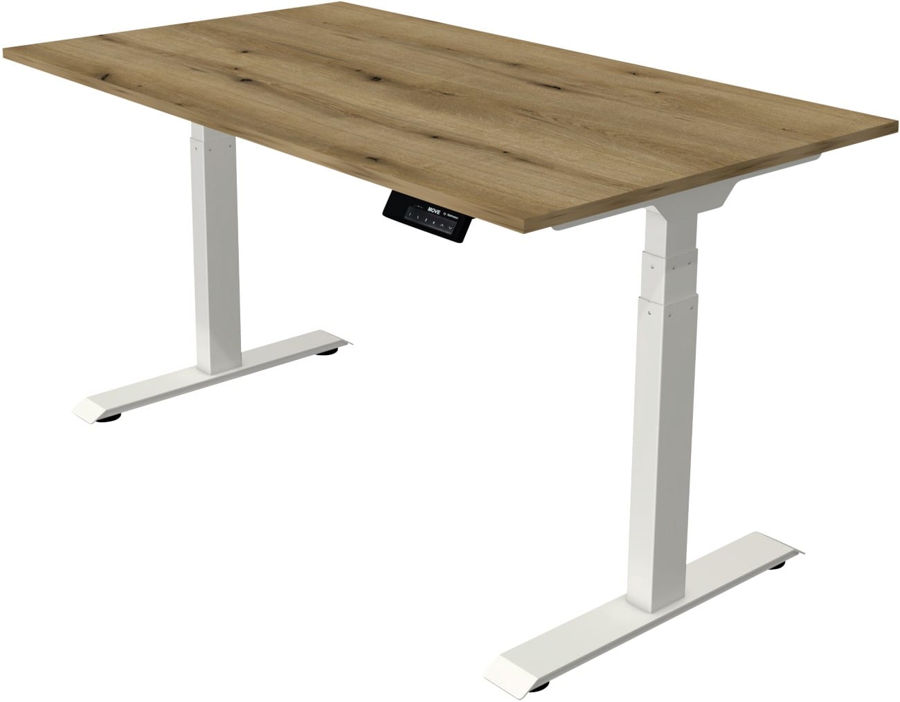 Kerkmann Elektronisch Höhenverstellbar Sitz-Stehschreibtisch Rechteckig T-Fuss 1,400 (B) x 800 (T) x 1,270 (H) mm Spanplatte Melamin Stahl