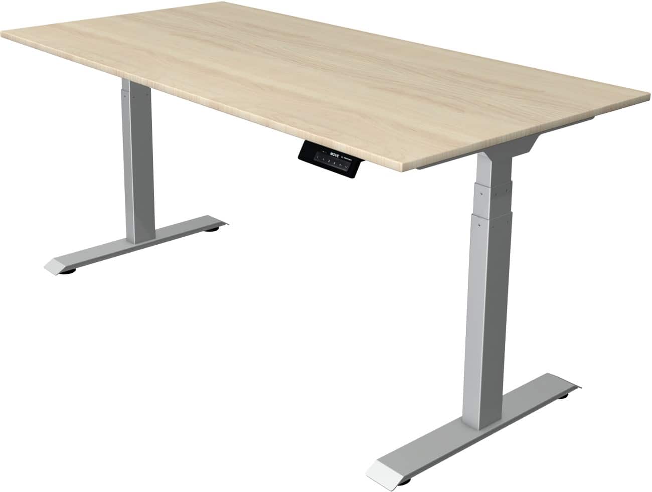 Kerkmann Elektronisch Höhenverstellbar Sitz-Stehschreibtisch Rechteckig T-Fuss 1,600 (B) x 800 (T) x 1,270 (H) mm Spanplatte Melamin Stahl