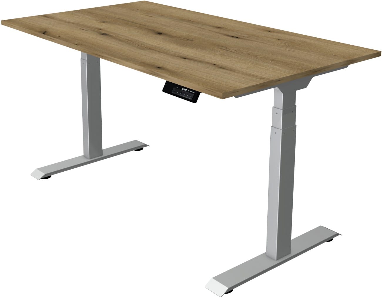 Kerkmann Elektronisch Höhenverstellbar Sitz-Stehschreibtisch Rechteckig T-Fuss 1,400 (B) x 800 (T) x 1,270 (H) mm Spanplatte Melamin Stahl