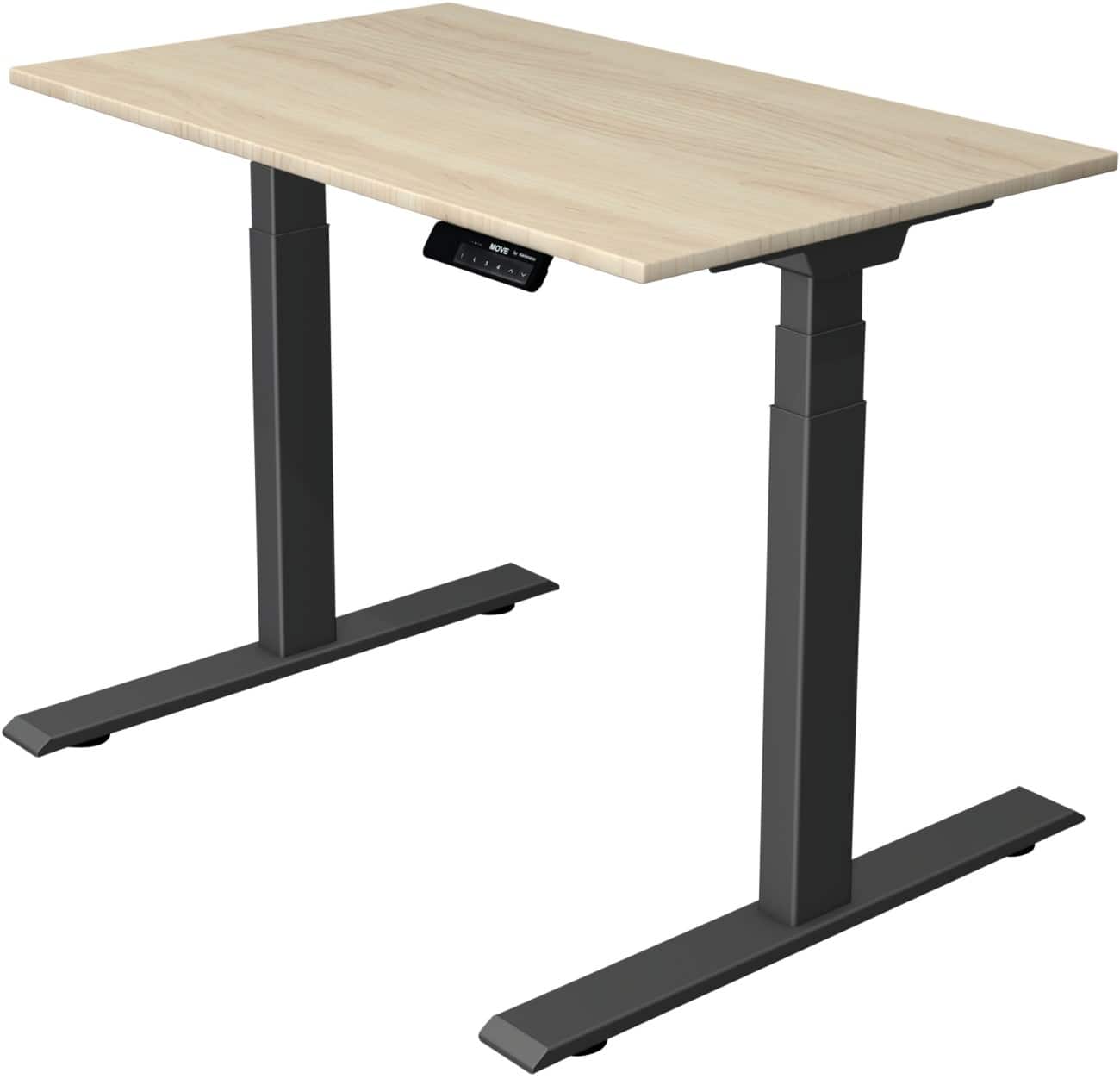 Kerkmann Elektronisch Höhenverstellbar Sitz-Stehschreibtisch Rechteckig T-Fuss 1,000 (B) x 600 (T) x 1,270 (H) mm Spanplatte Melamin Stahl