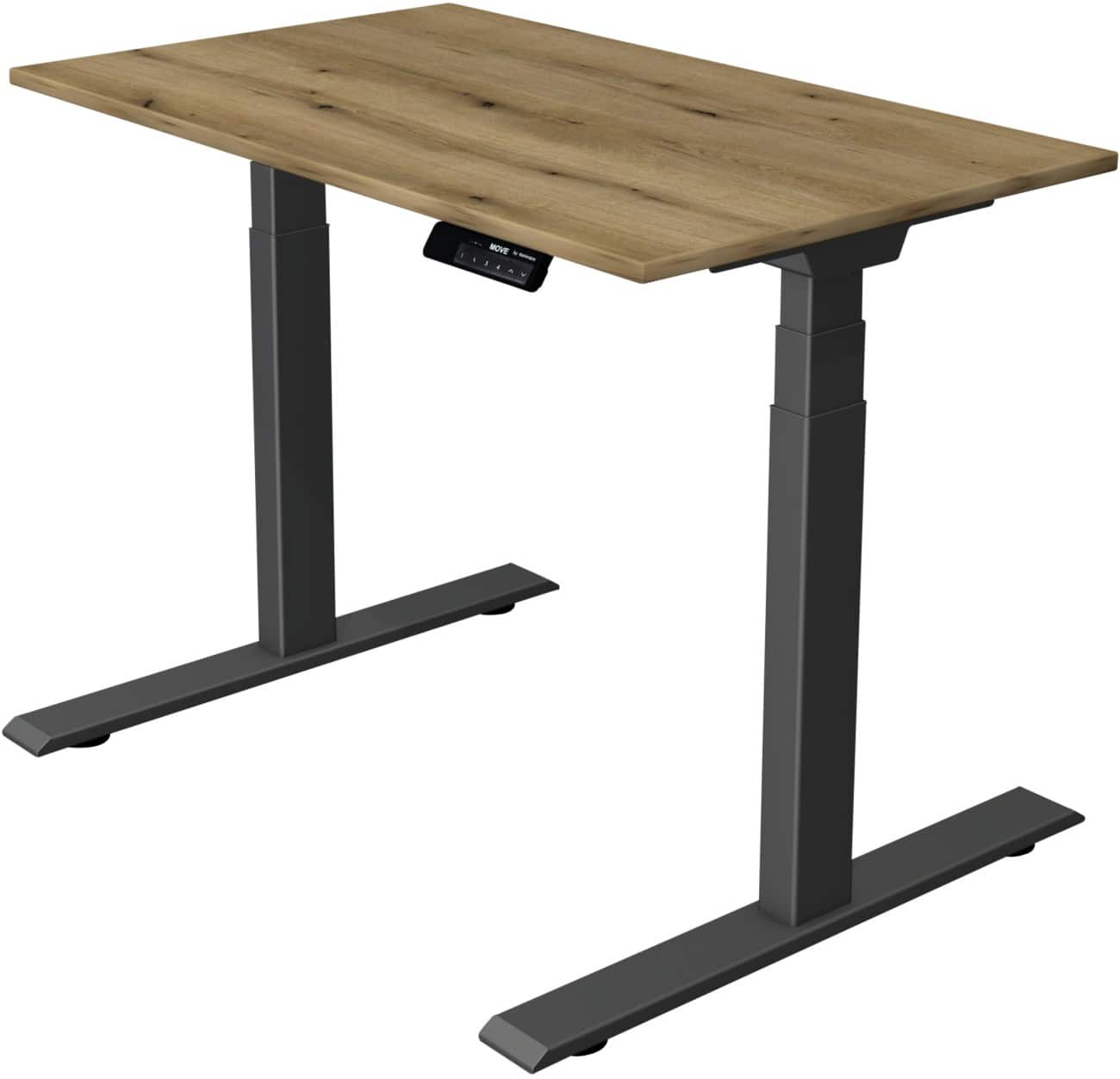 Kerkmann Elektronisch Höhenverstellbar Sitz-Stehschreibtisch Rechteckig T-Fuss 1,000 (B) x 600 (T) x 1,270 (H) mm Spanplatte Melamin Stahl