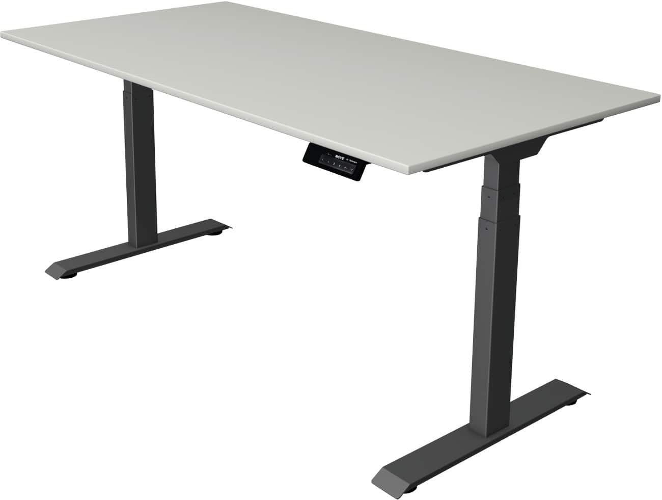 Kerkmann Elektronisch Höhenverstellbar Sitz-Stehschreibtisch Rechteckig T-Fuss 1,600 (B) x 800 (T) x 1,270 (H) mm Spanplatte Melamin Stahl