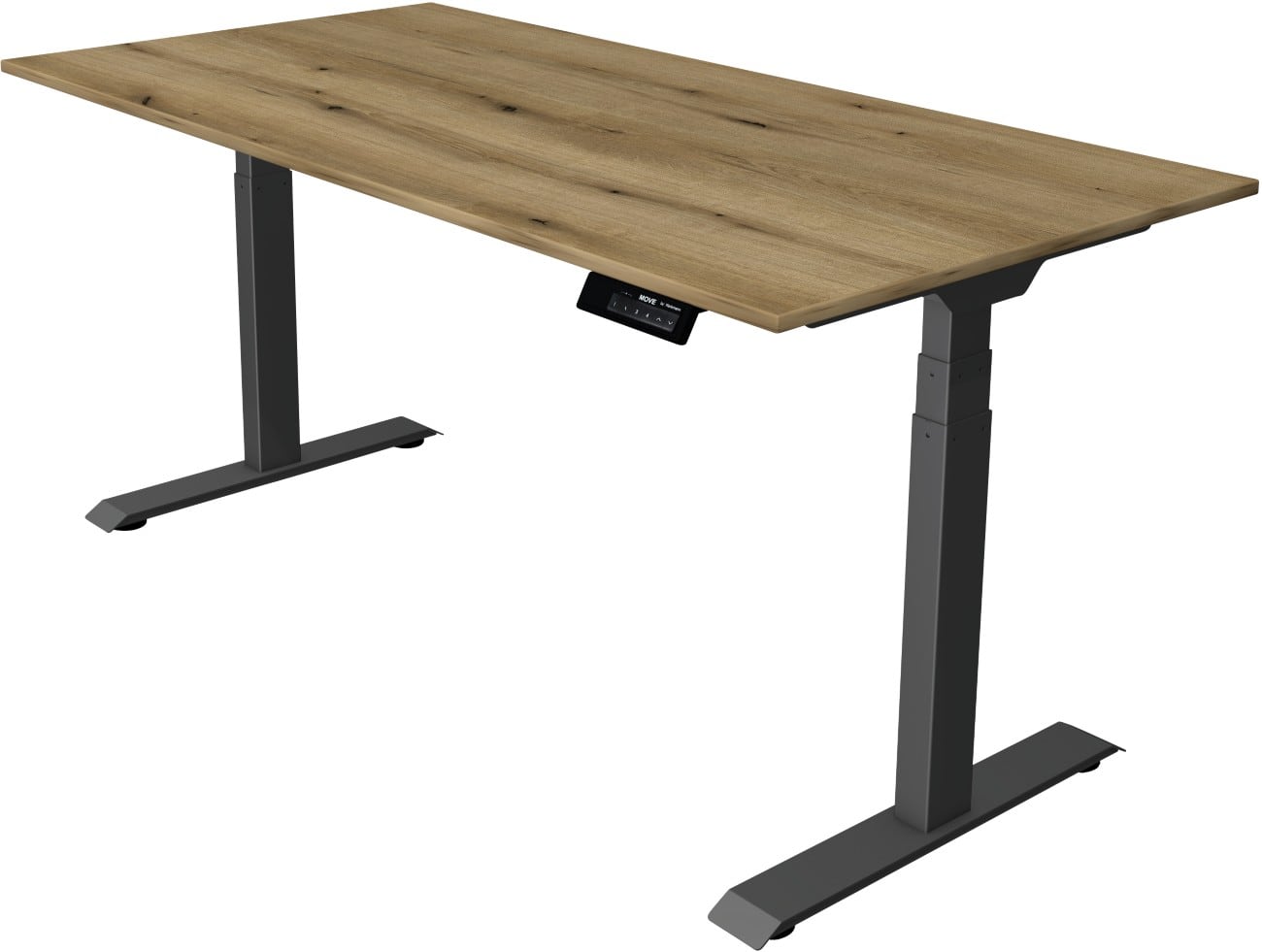 Kerkmann Elektronisch Höhenverstellbar Sitz-Stehschreibtisch Rechteckig T-Fuss 1,600 (B) x 800 (T) x 1,270 (H) mm Spanplatte Melamin Stahl