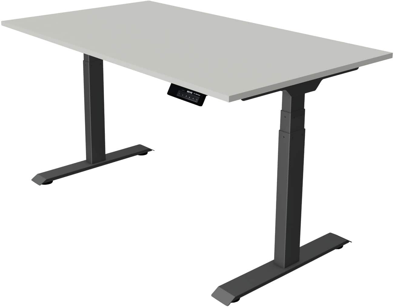Kerkmann Elektronisch Höhenverstellbar Sitz-Stehschreibtisch Rechteckig T-Fuss 1,400 (B) x 800 (T) x 1,270 (H) mm Spanplatte Melamin Stahl