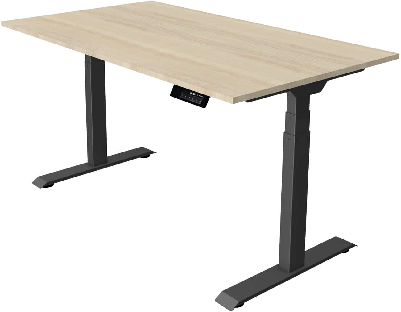 Kerkmann Elektronisch Höhenverstellbar Sitz-Stehschreibtisch Rechteckig T-Fuss 1,400 (B) x 800 (T) x 1,270 (H) mm Spanplatte Melamin Stahl