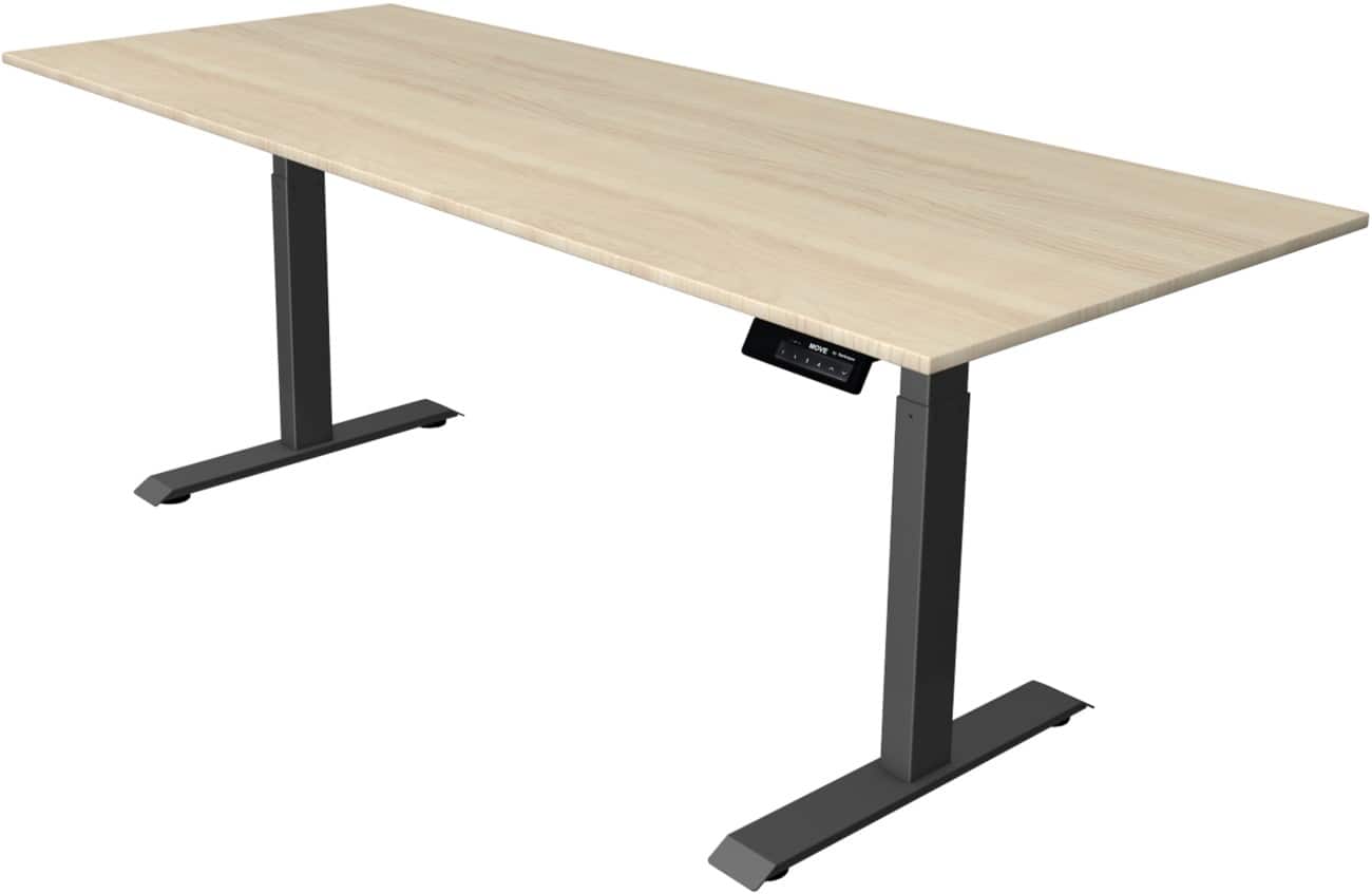 Kerkmann Elektronisch Höhenverstellbar Sitz-Stehschreibtisch Rechteckig T-Fuss 2,000 (B) x 800 (T) x 1,270 (H) mm Spanplatte Melamin Stahl