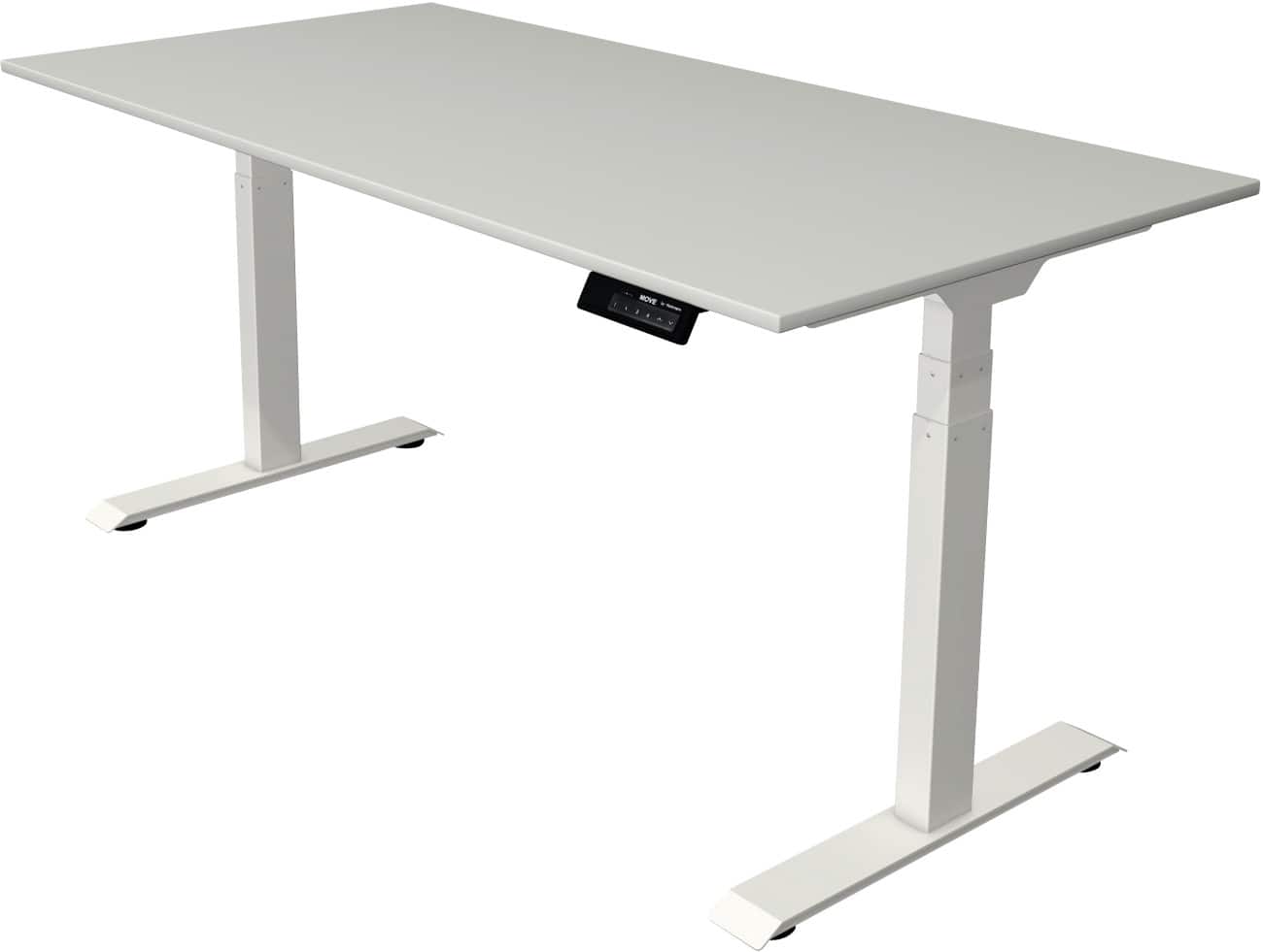 Kerkmann Elektronisch Höhenverstellbar Sitz-Stehschreibtisch Rechteckig T-Fuss 1,600 (B) x 800 (T) x 1,270 (H) mm Spanplatte Melamin Stahl