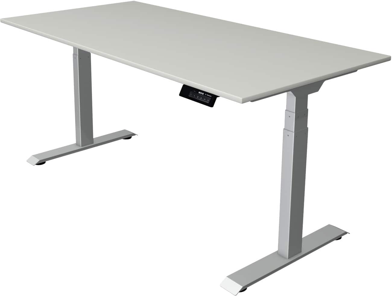 Kerkmann Elektronisch Höhenverstellbar Sitz-Stehschreibtisch Rechteckig T-Fuss 1,600 (B) x 800 (T) x 1,270 (H) mm Spanplatte Melamin Stahl