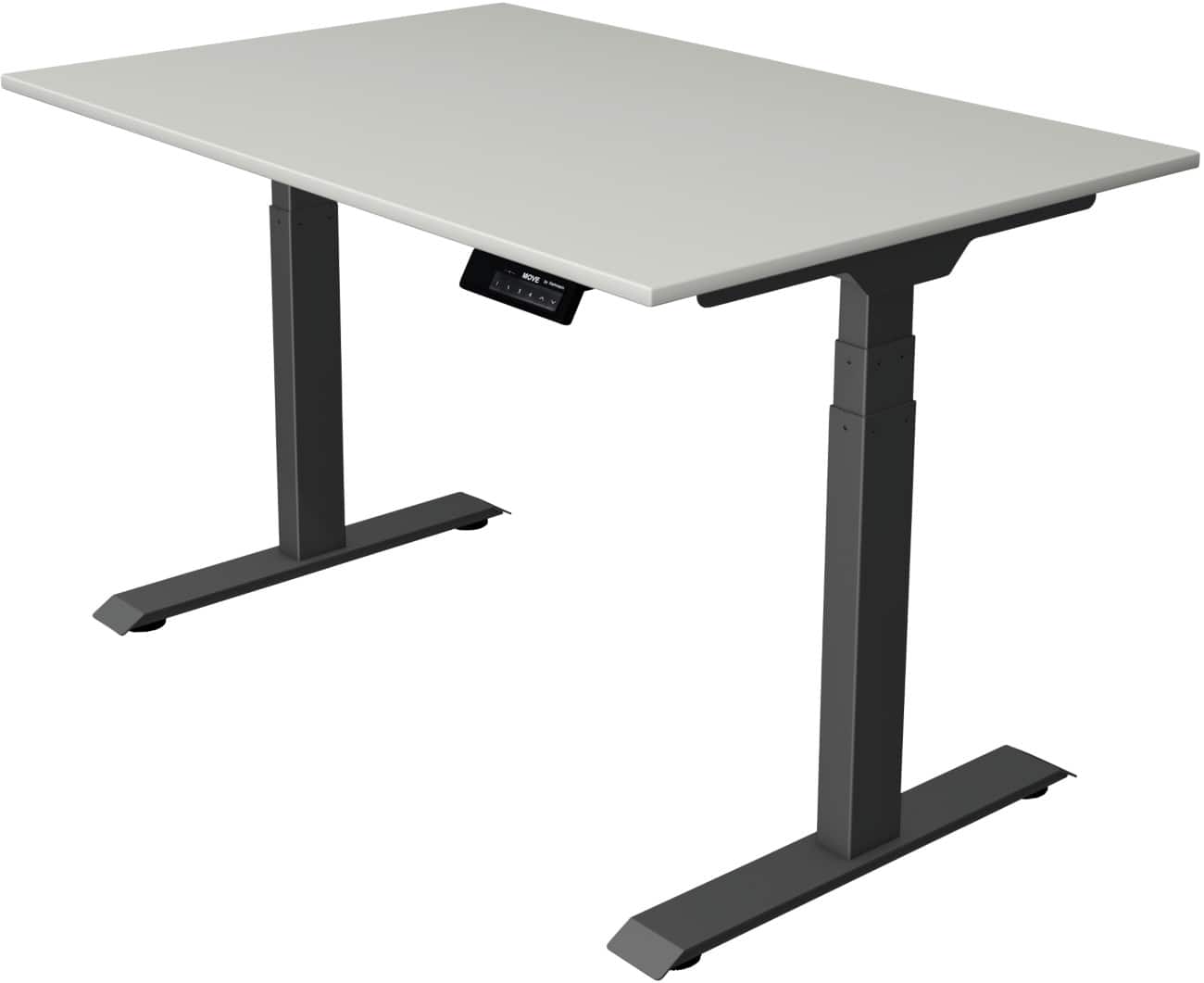Kerkmann Elektronisch Höhenverstellbar Sitz-Stehschreibtisch Rechteckig T-Fuss 1,200 (B) x 800 (T) x 1,270 (H) mm Spanplatte Melamin Stahl