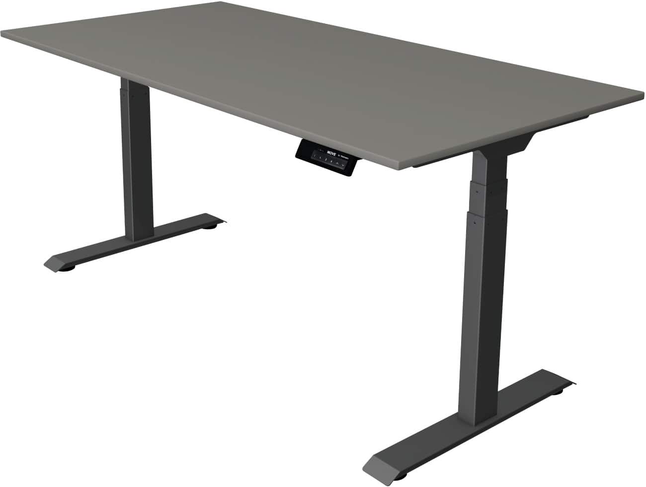 Kerkmann Elektronisch Höhenverstellbar Sitz-Stehschreibtisch Rechteckig T-Fuss 1,600 (B) x 800 (T) x 1,270 (H) mm Spanplatte Melamin Stahl