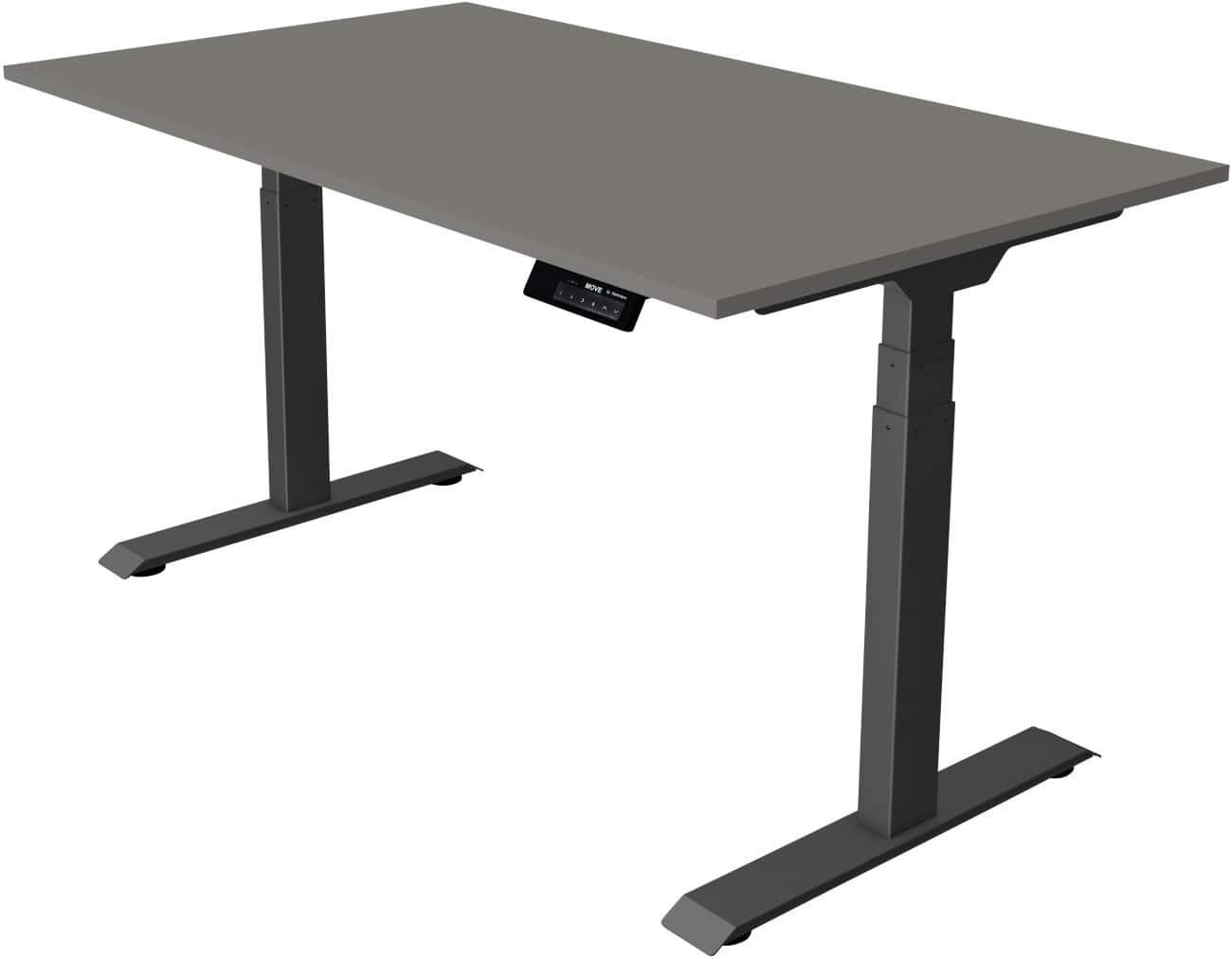 Kerkmann Elektronisch Höhenverstellbar Sitz-Stehschreibtisch Rechteckig T-Fuss 1,400 (B) x 800 (T) x 1,270 (H) mm Spanplatte Melamin Stahl