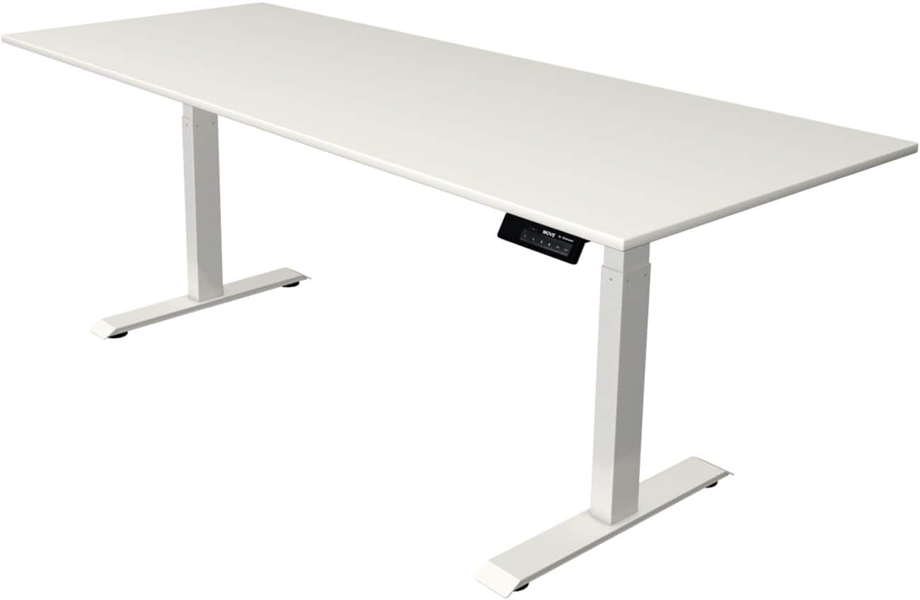 Bureau assis-debout Kerkmann Hauteur ajustable électriquement Rectangulaire Piètement en T 2,000 (l) x 800 (p) x 1,270 (h) mm Acier, aggloméré, mélamine