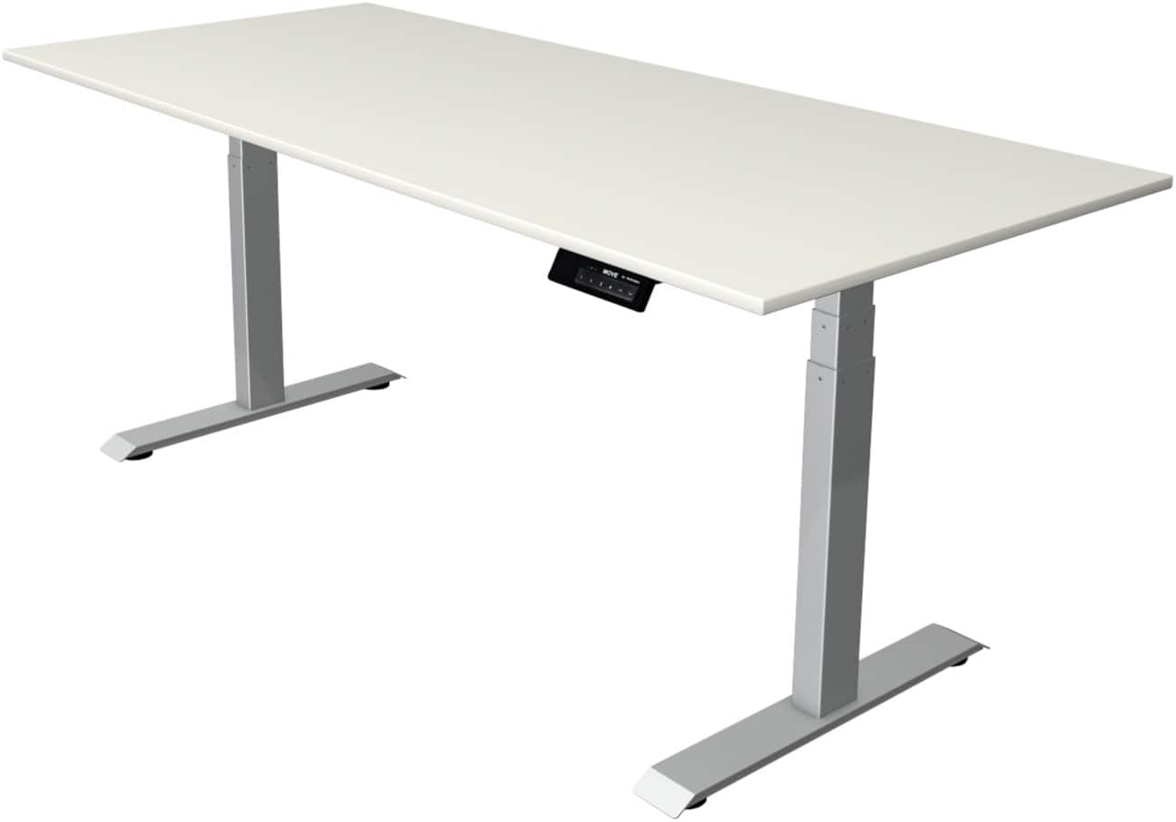 Bureau assis-debout Kerkmann Hauteur ajustable électriquement Rectangulaire Piètement en T 1,800 (l) x 800 (p) x 1,270 (h) mm Acier, aggloméré, mélamine