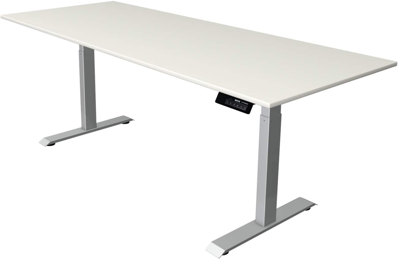 Bureau assis-debout Kerkmann Hauteur ajustable électriquement Rectangulaire Piètement en T 2,000 (l) x 800 (p) x 1,270 (h) mm Acier, aggloméré, mélamine