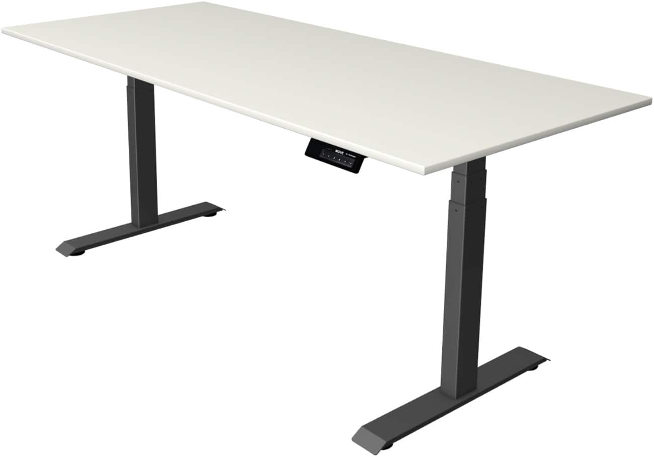 Bureau assis-debout Kerkmann Hauteur ajustable électriquement Rectangulaire Piètement en T 1,800 (l) x 800 (p) x 1,270 (h) mm Acier, aggloméré, mélamine