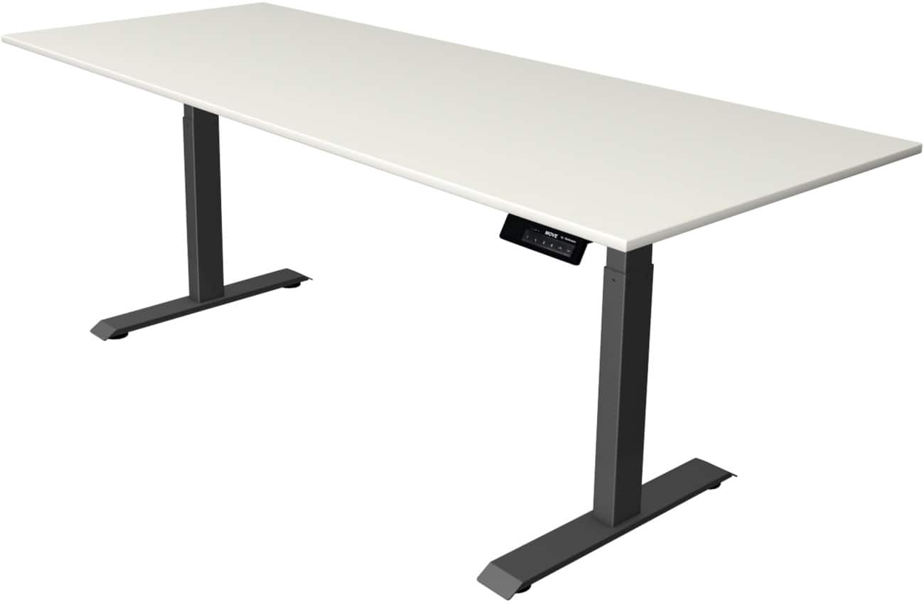 Bureau assis-debout Kerkmann Hauteur ajustable électriquement Rectangulaire Piètement en T 2,000 (l) x 800 (p) x 1,270 (h) mm Acier, aggloméré, mélamine