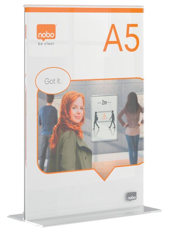 Cadre d'affichage Nobo Premium Plus A5 Autoportant 15,5 (l) x 9 (p) x 22 (h) cm Transparent