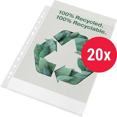 Pochettes perforées Esselte 100 % recyclé A4 Granuleux Transparent 70 microns Polypropylène 11 Perforations 628214 20 unités