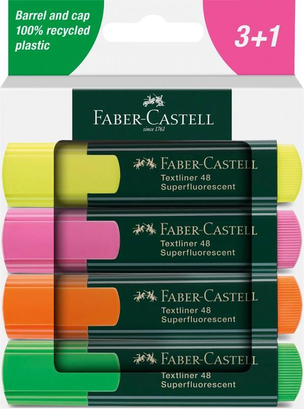 Surligneur Faber-Castell Textliner 48 Assortiment Moyen Biseauté 1 - 5 mm Rechargeable 4 Unités