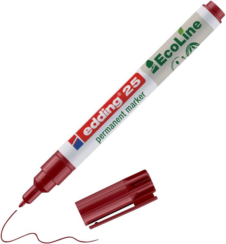 edding ecoline E-25 Permanentmarker  Rundspitze  - 1 mm Rot Nachfüllbar