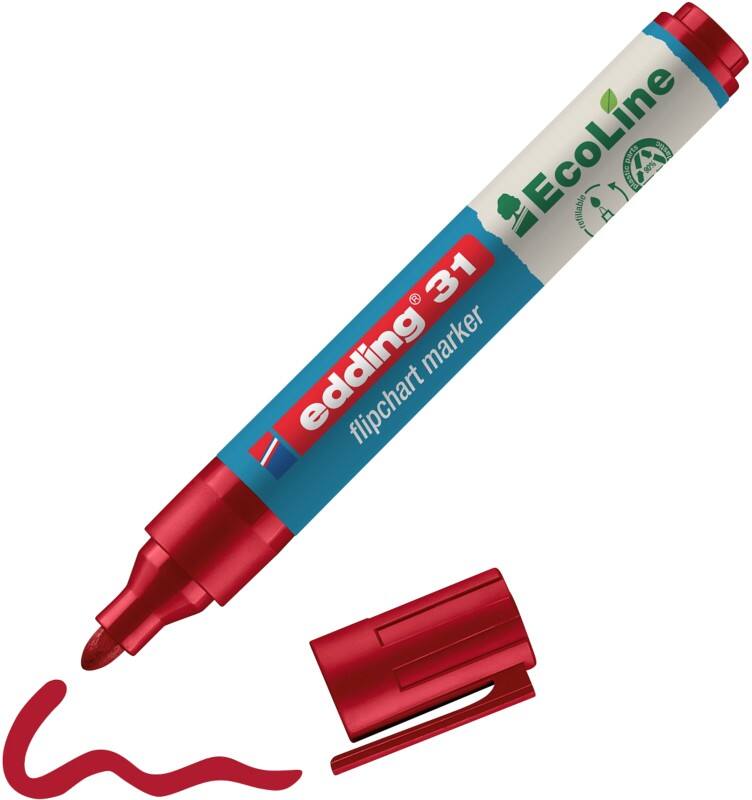 edding ecoline E-31 Flipchart-Marker  Rundspitze  - 3 mm Rot Nachfüllbar