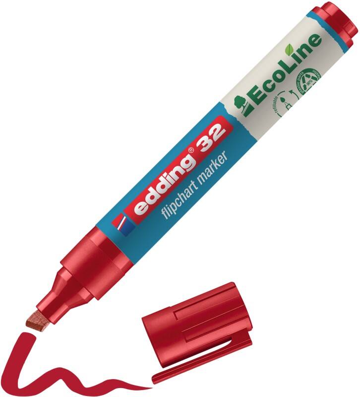edding ecoline E-32 Flipchart-Marker  Keilspitze  - 5 mm Rot Nachfüllbar