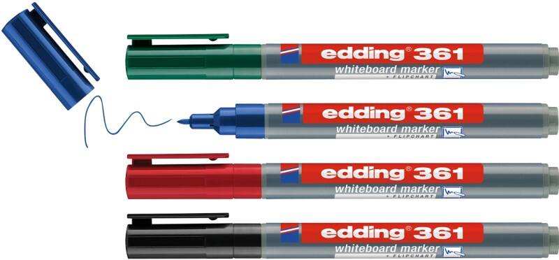 edding E-361 Whiteboard-Marker Farbig Sortiert Rundspitze 1 mm 4 Stück